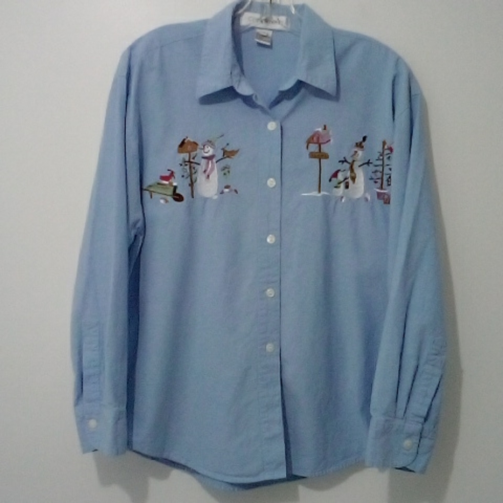 Compliments blue button down shirt